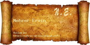 Nehrer Ervin névjegykártya